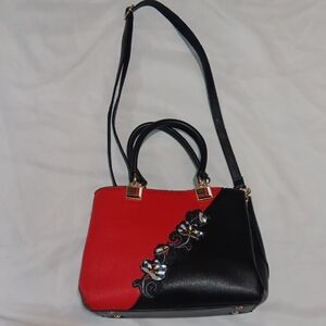Elegant Red and Black Women's Handbag